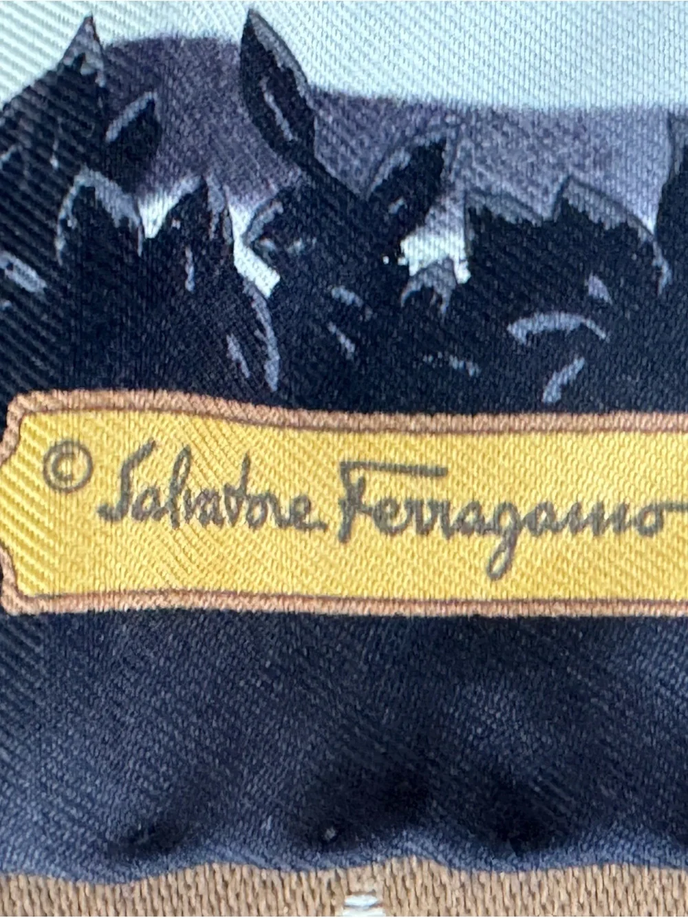 Salvatore Ferragamo 100% Silk Animal Print Scarf - Brown, Black & Orange